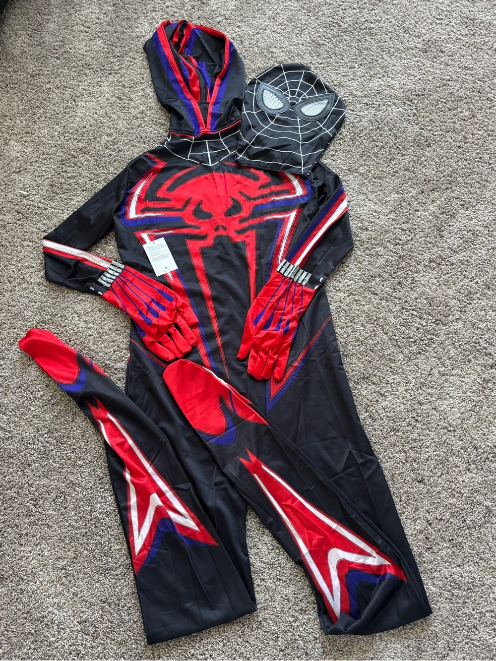 NIP Spider-Man Miles Morales Cosplay Bodysuit Morph Suit & Mask - Size 3XL